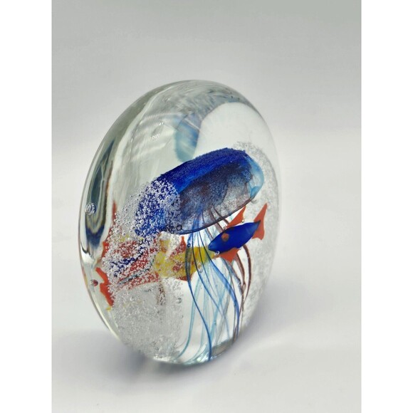Art Glass Jellyfish Aquarium Paperweight Tropical Glow In Dark UV Light 3.5" - Picture 3 of 12